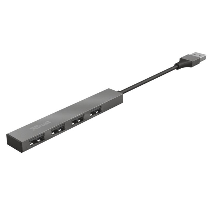 Trust Halyx Hub USB 2.0 de 4 puertos, Aluminio Trust Halyx Hub USB 2.0 de 4 puertos, Aluminio